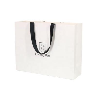 China China Recyclable Custom Printed Glossy White Gift Paper Bags With Handles for sale