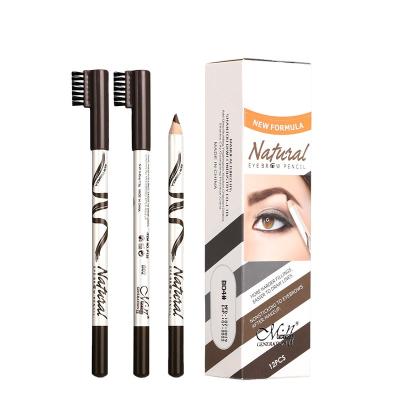 China Waterproof 12 Pieces In Five Colors Thin High Quality Wooden Eyebrow Pencil Eyebrow Pencil Wholesale for sale