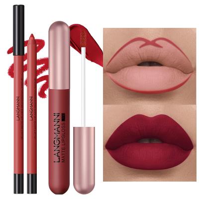 China Sunscreen 12 sets of misty noodlesgloss and lip liner set private label thick lip gloss tube lip gloss gift set wholesale for sale