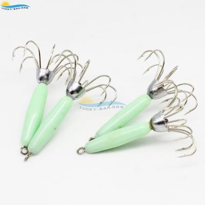 China Saltwater Fishing Hook 12 Needle Noctilucent Barbed Umbrella Fan Hook Stainless Steel Squid Hook Octopus Sea Angling Hook for sale