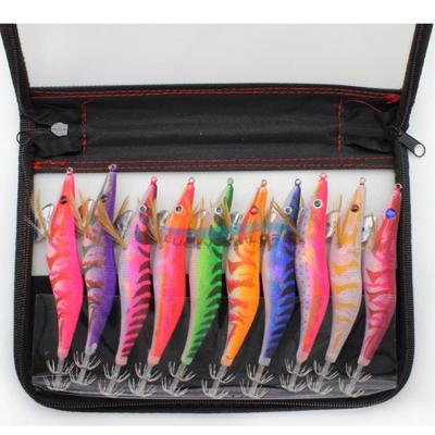 China ABS Plastic 10 Pcs/Bag Fishing Japanese Shrimp Cloth Bait Baits With Glowing Tackle Bag Lures, Luminous Squid Lure Jigs for sale