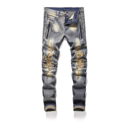 China AIPA Men's Breathable Jeans Slim Camouflage Straight Locomotive Zipper Plus Size Pants for sale