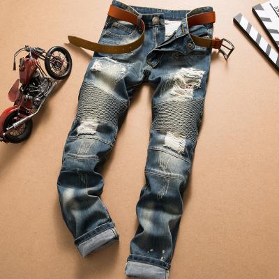 China New Fashion Breathable Mens Ripped Straight-Leg Jeans Wholesale Mens Zipper Jeans for sale