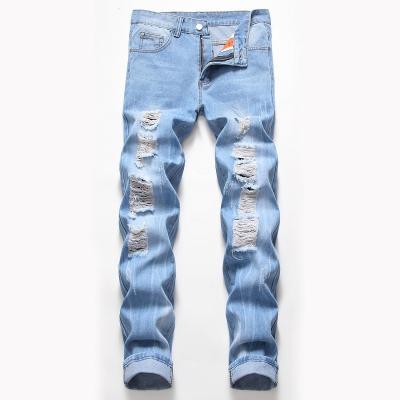 China New Fashion Wholesale Mens Straight Jeans Mens Breathable Leg Zipper Ripped Jeans for sale