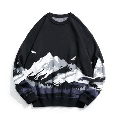 China Anti-pilling sweater Autumn Winter Men Sweater S-5XL snow mountain pattern crew neck for sale