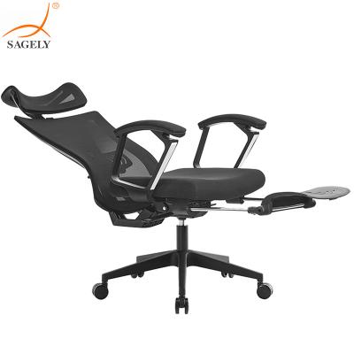 China Adjustable (height) Adjustable High Back Mesh Swivel Computer With lumbar support Chair Reclining Ergonomic Lunch Break Office Chair With Footrest for sale