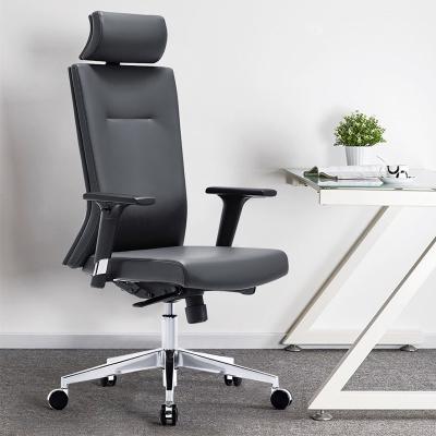 China Adjustable (height) Factory Direct High End Office Leather Chair Swivel Office Chair with Aluminum Base for Office for sale