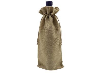 China Jute Burlap Reusable Wine Bottle Bags With Drawstring Handle 6 x 14 Inch for sale