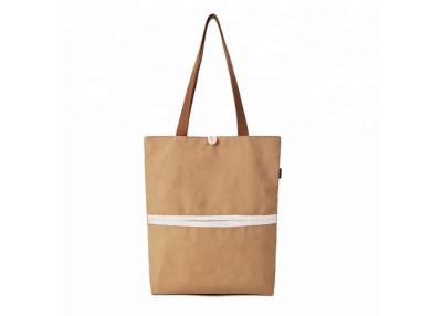 China Khaki 100% Organic Cotton Tote Bags With Invisible Front Pocket Recycle Button for sale