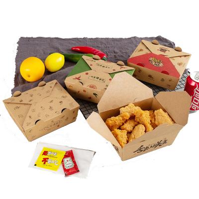 China Recyclable Fried Chicken Packing Box Kraft Paper Takeout Box for sale