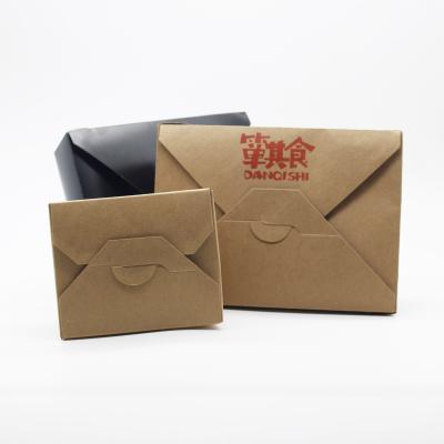 China Recyclable Disposable Custom Printed Kraft Paper Lunch Food Box For Food for sale