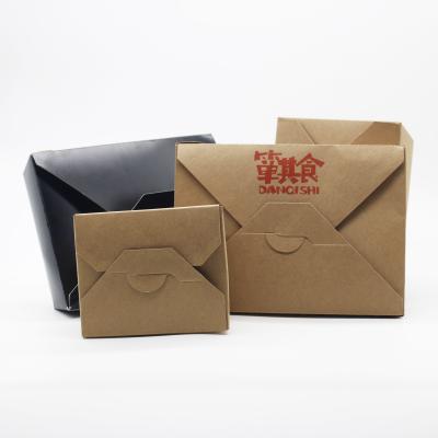 China Disposable Biodegradable Fast Food Bento Paper Biodegradable Take Out Lunch Box for sale