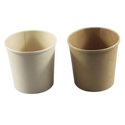 China Biodegradable Disposable Round Food Wrapping Brown Craft Paper Container Takeout Soup Bowl for sale