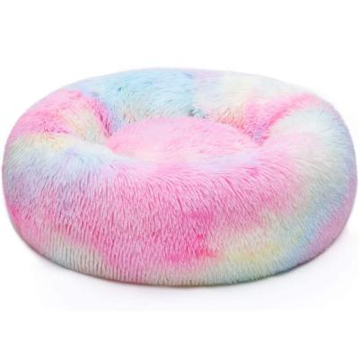 China Breathable Custom Mixed Colors Donut Eco Friendly Removable Comfy Pet Bed For Dog And Cat for sale