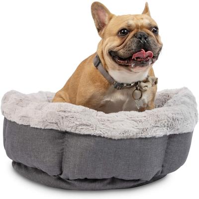 China Breathable Round Dog Beds Donut Luxury Pet Bed For Dog Pet Deep Sleep Soft Comfortable Plush Dog Bed Mat for sale