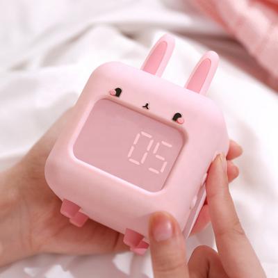 China Bunny Rabbit Music Mini Calendars Cute Study Voice Control Silicone Kid Despertador Night Light Watch Table Child Alarm Clock with Nap Timer for sale