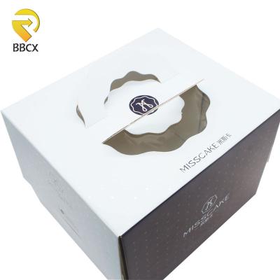 China Recyclable Hot Sale Custom Logo Printing Biodegradable Bakery Take Out Cake Packaging Paper Box With Clear Window for sale