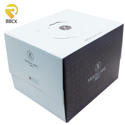 China Recyclable Custom Logo White Bakery Boxes Disposable Cake Containers Dessert Boxes With Window for sale