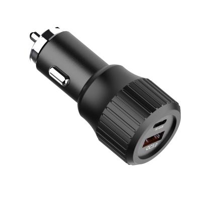 China 2PORT Type-C Fast Charging Total 63w 12 Volt 2 Ports Dual USB C Mobile Phone Car USB Charger Type-C With Custom Logo for sale