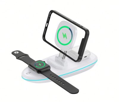 China 15w Fast Charging In Qi Running Phone Holder 3 In 1 Wireless Charger For Magsaf Iphone 12 11 Pro Max Watch 15w Fast Charging Station Phone Holder for sale