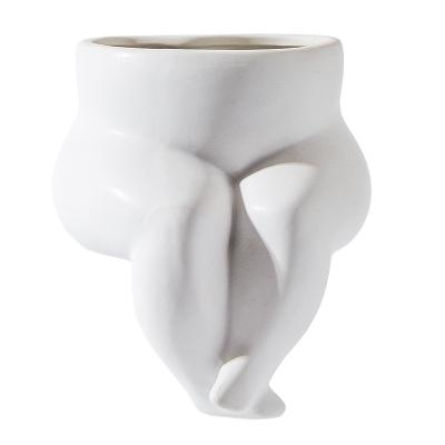 China White Flower Statistical Institute Decoration Body Art Plastic Flower Vase Contemporary Nordic Home Ceramic Sculpture Decoration Flower Vase Pay Attention To Light Luxury for sale