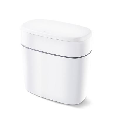 China Viable Press Toilet Flange Trash Can Toilet Household Wholesale With Lid Clamshell INS Basket Slot Large Paper Toilet for sale