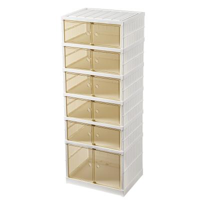 China Transparent type shoe storage box shoe storage box shoe cabinet storage workable free installation space saving folding shoe drawer stand aj for sale