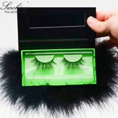 China Sustainable wholesale fluffy vegan organic environmental biodegradable lashes and cruelty free eyelashes with furry lashbox with mirror for sale