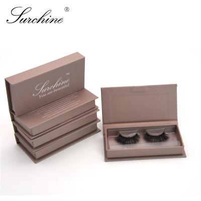 China Wholesale Durable Lashes Sellers Dramatic Tapered Silk Fiber Vegan Faux Mink Eyelashes With Light Brown Logo Customized Lashesbox for sale