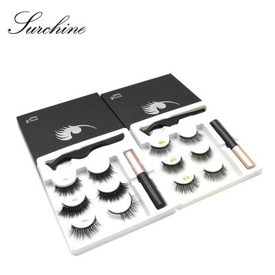 China Waterproof False Eyelashes Magnetic Short Natural Private Label Eyelashes Magnetic Eyeliner Set for sale