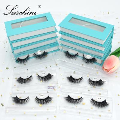 China Thin Tapered Qingdao Natural Mink Eyelash Dispensers Real Glitter Durable/Reusable/Washable/Waterproof Mink Eyelash With Private Label Sky Blue Lashes Box Packing for sale