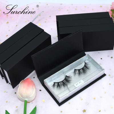 China Private Label Natural False Lashes Soft Thin Mink Hand Made Durable/Reusable/Washable/Waterproof Lashes With Black Box Lashes A Customized Pairs For Beauty Women for sale