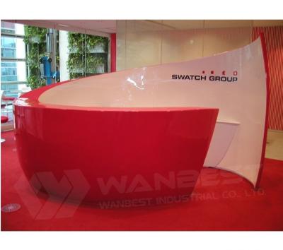 China (Size) Modern Marble Circle Spa Hotel Lobby Company Adjustable Red Reception With Back Wall for sale