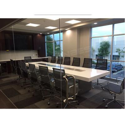 China Mobile Folding Office Conference Table (Height) Adjustable White Marble Stone With Stainless Steel Base for sale