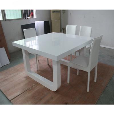 China Adjustable (Height) Customized Living Room 8 Seater High Gloss Artificial Stone Restaurant Fast Food Dining Table for sale