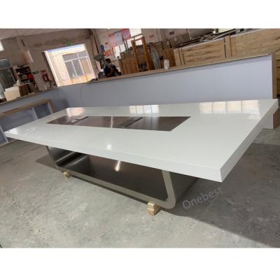 China Top Sale Adjustable Artificial Marble Stone Sectional Meeting Table Meeting Room Table (Height) High End Conference for sale