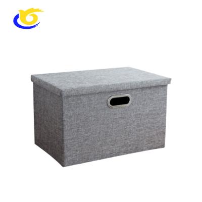 China Gray Sustainable Fabric Storage Box Trash Cans With Lid For Bedroom for sale