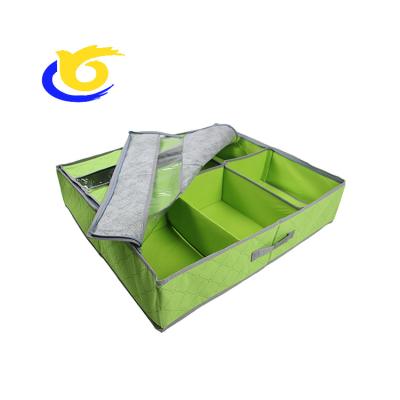 China 6 Pair Underbed Container Sustainable Solution Shoe Box Bamboo Bins with Clear Lid Underbed Storage Boxes Shoes Organizer for sale