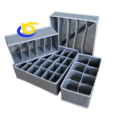 China Viable New Style Woven Fabric Collapsible Fabric Non 4 Pieces Underwear Storage Box Set With Dividers for sale