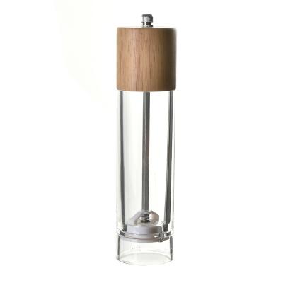 China Viable Wood Covered Acrylic Transparent Pepper Grinder for sale