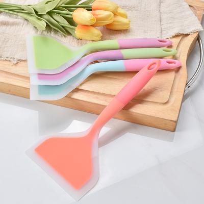 China Double Color Viable Transparent Silica Gel Wide Mouth Frying Spatula Jade Wire Cooking Spatula for sale