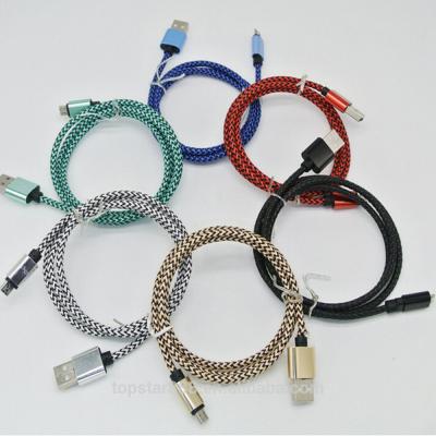 China USB A To Micro USB Metal Plug Data Sync Charging Colorful Nylon Braided Cable High Quality USB Metal Plug For Samsung And Other Android Mobile Phone for sale