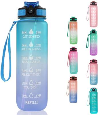 China 1000ml Sustainable Customized Water Bottle With Straw And Weather Marker BPA Free Leakproof Sports Water Jug For Fitness, Gym, Camping, Outdoors for sale