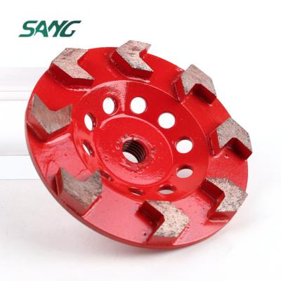 China Stone Diamond Cup Wheel Arrow Segmented 8 Hole M14 Used For Grinding Stone And Concrete for sale