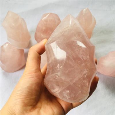 China China Wholesale Natural Mineral Crystal Polished Pink Rose Flame Quartz Backing Stone For Christmas for sale