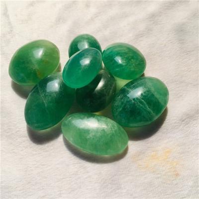 China China High Mineral Crystal Stone Natural Green Fluorite Quartz Palm Massage Stone for sale