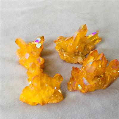 China China Wholesale Aura Orange Quartz Electroplating Clusters For Decoration for sale