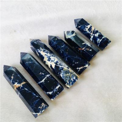 China China Wholesale Beautiful Blue Sodalite Crystal Points Toggle Carved Wands for sale