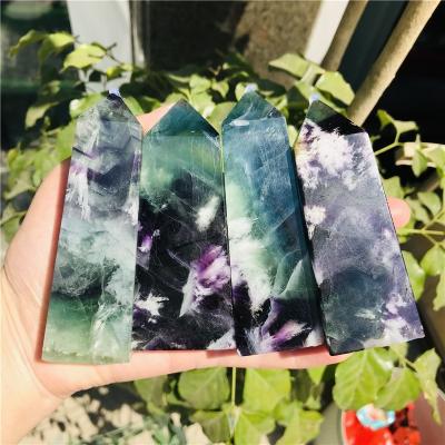 China China Wholesale High Quality Natural Feather Rainbow Fluorite Blue Point Crystal Tower for Decoration for sale