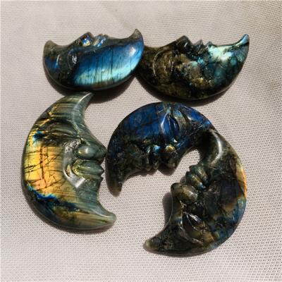 China China Wholesale Colorful Labradorite Moonstone Hand Carved Crystal Face Moon for sale